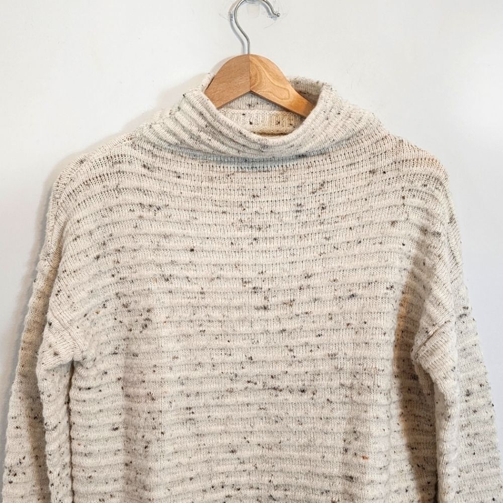 Madewell Donegal Belmont Minimalist Mock Neck Wool Blend Oversized Sweater SZ XS - Picture 5 of 9